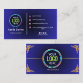 Elegant Blue Gold Professional Business Card 名刺 (正面/裏面)