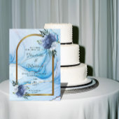 Elegant Blue & Gold Wedding Invitation  招待状