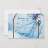 Elegant Blue & Gold Wedding RSVP Card  (正面)