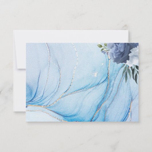 Elegant Blue & Gold Wedding RSVP Card  (裏面)