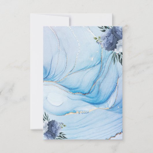 Elegant Blue & Gold Wedding RSVP Card  (裏面)