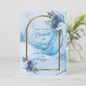 Elegant Blue & Gold Wedding Save the Date  セーブザデート (スタンド正面)