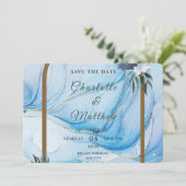 Elegant Blue & Gold Wedding Save the Date  セーブザデート (スタンド正面)