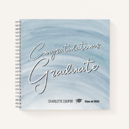 Elegant Blue Graduation Guest Book ノートブック