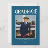 Elegant Blue Graduation Party Photo Invitation 招待状 (裏面)