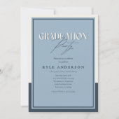 Elegant Blue Graduation Party Photo Invitation 招待状 (正面)