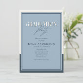Elegant Blue Graduation Party Photo Invitation 招待状 (スタンド正面)