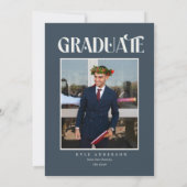 Elegant Blue Graduation Party Photo Invitation 招待状 (裏面)