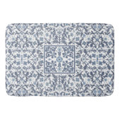 Elegant Blue Graphic Floral Pattern バスマット (正面)