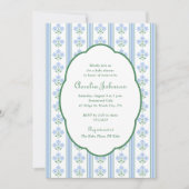 Elegant Blue Green Floral Baby Shower Invitation 招待状 (正面)