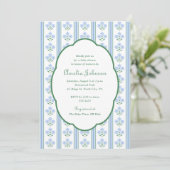 Elegant Blue Green Floral Baby Shower Invitation 招待状 (スタンド正面)