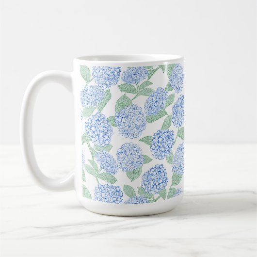 Elegant Blue Green Hydrangea Preppy コーヒーマグカップ (左)