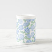 Elegant Blue Green Hydrangea Preppy ボーンチャイナマグカップ (正面)