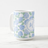 Elegant Blue Green Hydrangea Preppy Personalised コーヒーマグカップ (正面左)