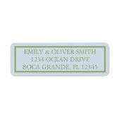 Elegant Blue Green Stripes Wedding ラベル (正面)