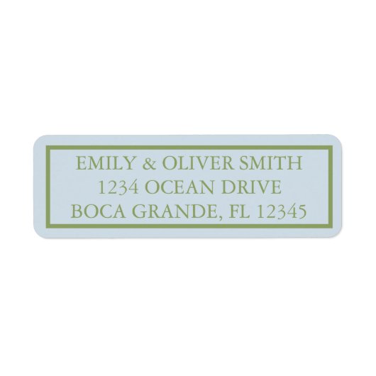 Elegant Blue Green Stripes Wedding ラベル (正面)