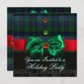 Elegant blue-green tartan Christmas party decorati 招待状 (正面/裏面)