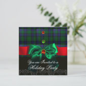 Elegant blue-green tartan Christmas party decorati 招待状 (スタンド正面)