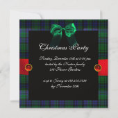 Elegant blue-green tartan Christmas party decorati 招待状 (裏面)