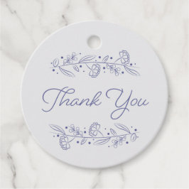 Elegant Blue Hand Drawn Floral Vines フェイバータグ