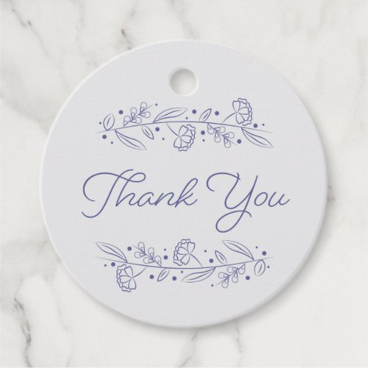 Elegant Blue Hand Drawn Floral Vines フェイバータグ (正面)