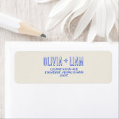 Elegant Blue Hand Written Retro Funky Wedding  ラベル (インサイチュ)
