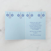 Elegant Blue Hanukkah Menorah Ornamental  カード (内部)
