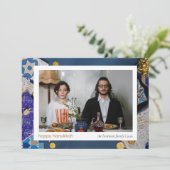Elegant Blue Happy Hanukkah Family 1 Photo シーズンカード (スタンド正面)