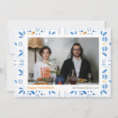 Elegant Blue Happy Hanukkah Family 1 Photo シーズンカード (正面)