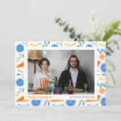 Elegant Blue Happy Hanukkah Family 1 Photo シーズンカード (スタンド正面)