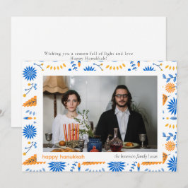 Elegant Blue Happy Hanukkah Family 1 Photo シーズンカード