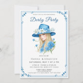 Elegant Blue Hat Garden Party Invitation 招待状 (正面)
