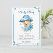Elegant Blue Hat Garden Party Invitation 招待状 (スタンド正面)