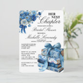 Elegant Blue Her Next Chapter Bridal Shower  招待状 (スタンド正面)