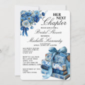 Elegant Blue Her Next Chapter Bridal Shower  招待状 (正面)