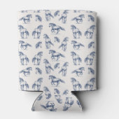Elegant Blue Horses Monogrammed Initial Gifts 缶クーラー (裏面)