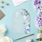 Elegant Blue Hydrangea Arch First Communion アクリル招待状 (インサイチュ (ウェディング))