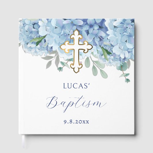 Elegant Blue Hydrangea Baptism ゲストブック (正面)