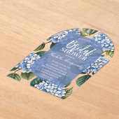 Elegant Blue Hydrangea Bridal Shower アクリル招待状 (レイダウン)