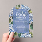 Elegant Blue Hydrangea Bridal Shower アクリル招待状 (インサイチュ (ポータブル))