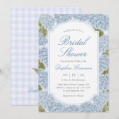 Elegant Blue Hydrangea Bridal Shower 招待状 (正面/裏面)