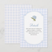Elegant Blue Hydrangea Bridal Shower Details エンクロージャーカード (正面/裏面)