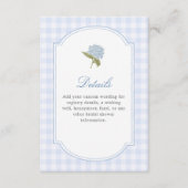 Elegant Blue Hydrangea Bridal Shower Details エンクロージャーカード (正面)