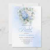Elegant Blue Hydrangea Bridal Shower Invitation 招待状 (正面)
