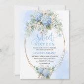Elegant Blue Hydrangea Eucalyptus Sweet Sixteen  招待状 (正面)