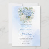 Elegant Blue Hydrangea Eucalyptus Wedding Invite 招待状 (正面)