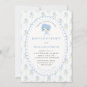 Elegant Blue Hydrangea Flower Wedding Invitation 招待状 (正面)
