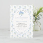 Elegant Blue Hydrangea Flower Wedding Invitation 招待状 (スタンド正面)