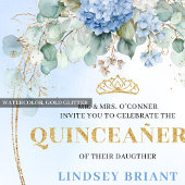 Elegant Blue Hydrangea Greenery Quince Invite 招待状