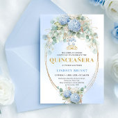 Elegant Blue Hydrangea Greenery Quince Invite 招待状